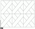Simple pattern formed by square pieces with two diagonals crossed. The repetition of the pieces creates a composition of interlocking squares that is used in cabinetmaking and wooden parquet floors.