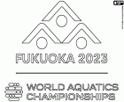 The logo of the 2023 World Aquatics Championships, Fukuoka, Japan, from 14 to 30 july 2023