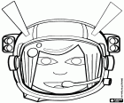 The mask of an alien cosmonaut with helmet with two antennas for interstellar navigation
