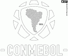 Logo Conmebolu, Jihoamerické fotbalové konfederace. Conmebol je konfederace národních fotbalových asociací v Jižní Americe. Stálé sídlo této instituce se nachází v okrese Luque, metropolitní oblasti Asunción, Paraguay.