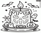 A Halloween candle coloring page