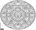 Autumn figurative mandala coloring page