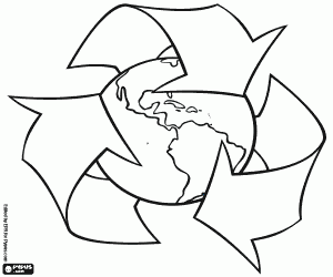 Recycling helps the Earth coloring page