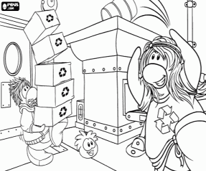 Recycling in the Club Penguin coloring page