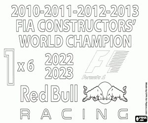 Red Bull Racing, F1 x6 champion coloring page