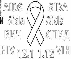 Red ribbon, fighting AIDS coloring page