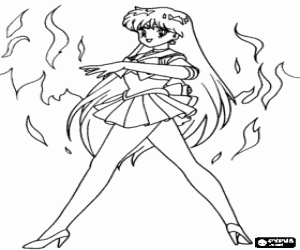 Rei Hino is Sailor Mars coloring page