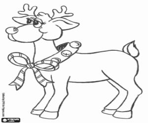 A reindeer with Christmas ornaments coloring page