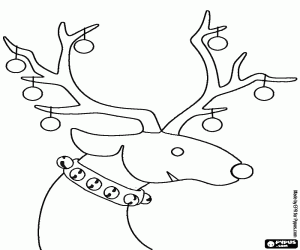 A reindeer head with ornaments coloring page