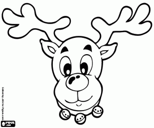 Reindeer with jingle bells necklace coloring page
