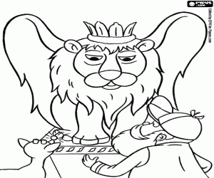 The Reindeer, Santa and the Lion King coloring page