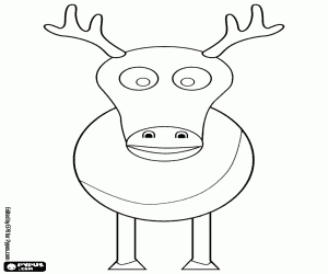 A reindeer, seen from front coloring page