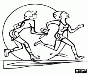 Relay race, exchange the baton coloring page