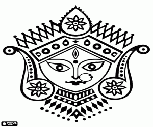 Representation of the goddess Durga coloring page