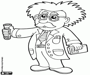 A researcher in the laboratory coloring page
