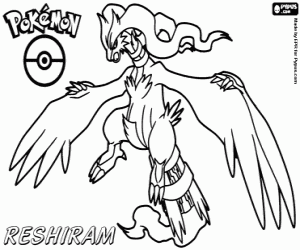 Reshiram, a black pokémon coloring page