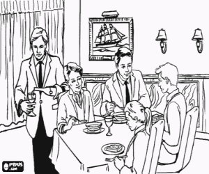 A restaurant waiter coloring page