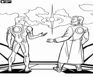 The reunion of Sam and Kevin Flynn coloring page