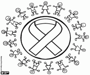 The ribbon against Childhood Cancer coloring page