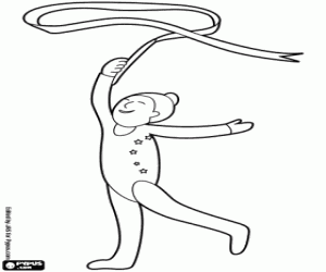 Ribbon exercise, rhythmic gymnastics coloring page