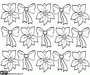 Ribbons and flowers for Christmas coloring page