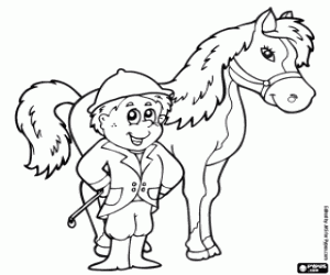 Rider and horse in a competition coloring page
