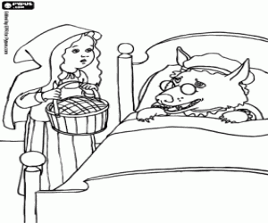 Riding Hood with a rare grandmother coloring page