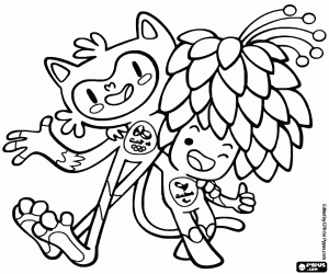 Rio 2016 Olympic mascots coloring page
