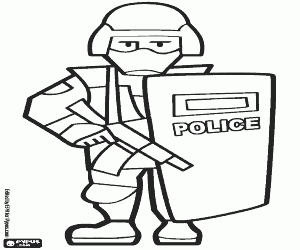 A riot policeman coloring page