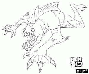 Ripjaws, dangerous alien Ben 10 coloring page