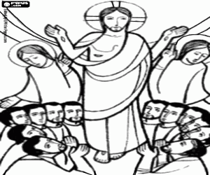Risen Jesus and the Apostles coloring page