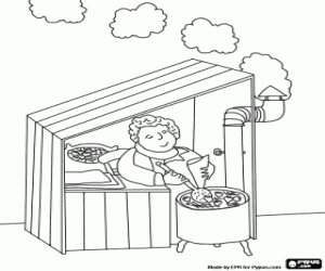 Roasted chestnuts street seller coloring page