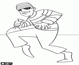 The robber escapes with the loot coloring page