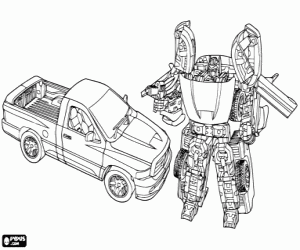 Robot and car Transformer Autobot coloring page