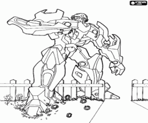 Robot Transformer and a garden fence coloring page