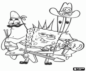 The rock band of SpongeBob coloring page