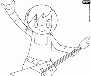 Rock guitarist and the horns coloring page