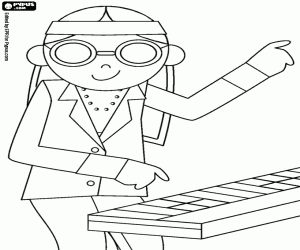 The rock keyboardist in action coloring page