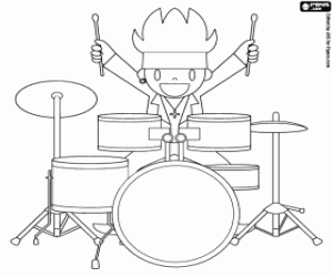 A rock music percussionist coloring page
