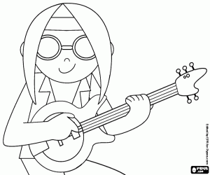 Rocker with guitar coloring page