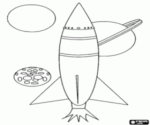Rocket in outer space coloring page