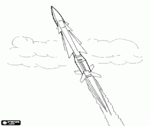 Rocket in the launch coloring page