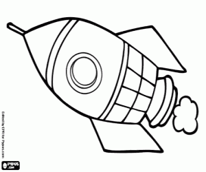 A rocket in outer space coloring page