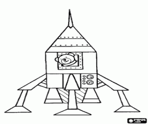 A rocket and a teddy bear coloring page