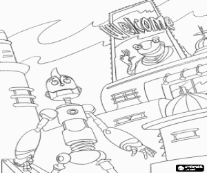 Rodney arrives to the large city coloring page