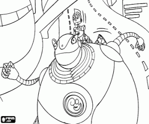 Rodney Copperbottom and giant robot coloring page