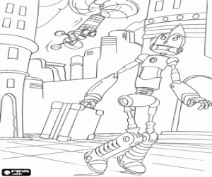 Rodney in a walk through the city coloring page