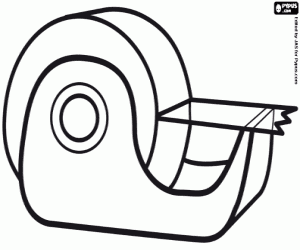 Roll of transparent adhesive tape in a dispenser coloring page