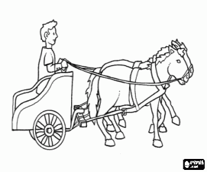 A Roman citizen in a chariot coloring page