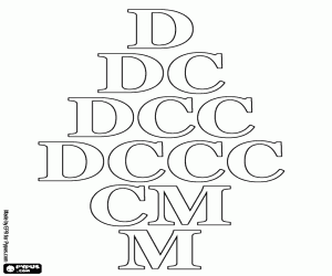 Roman numbers from 500 to 1000 coloring page